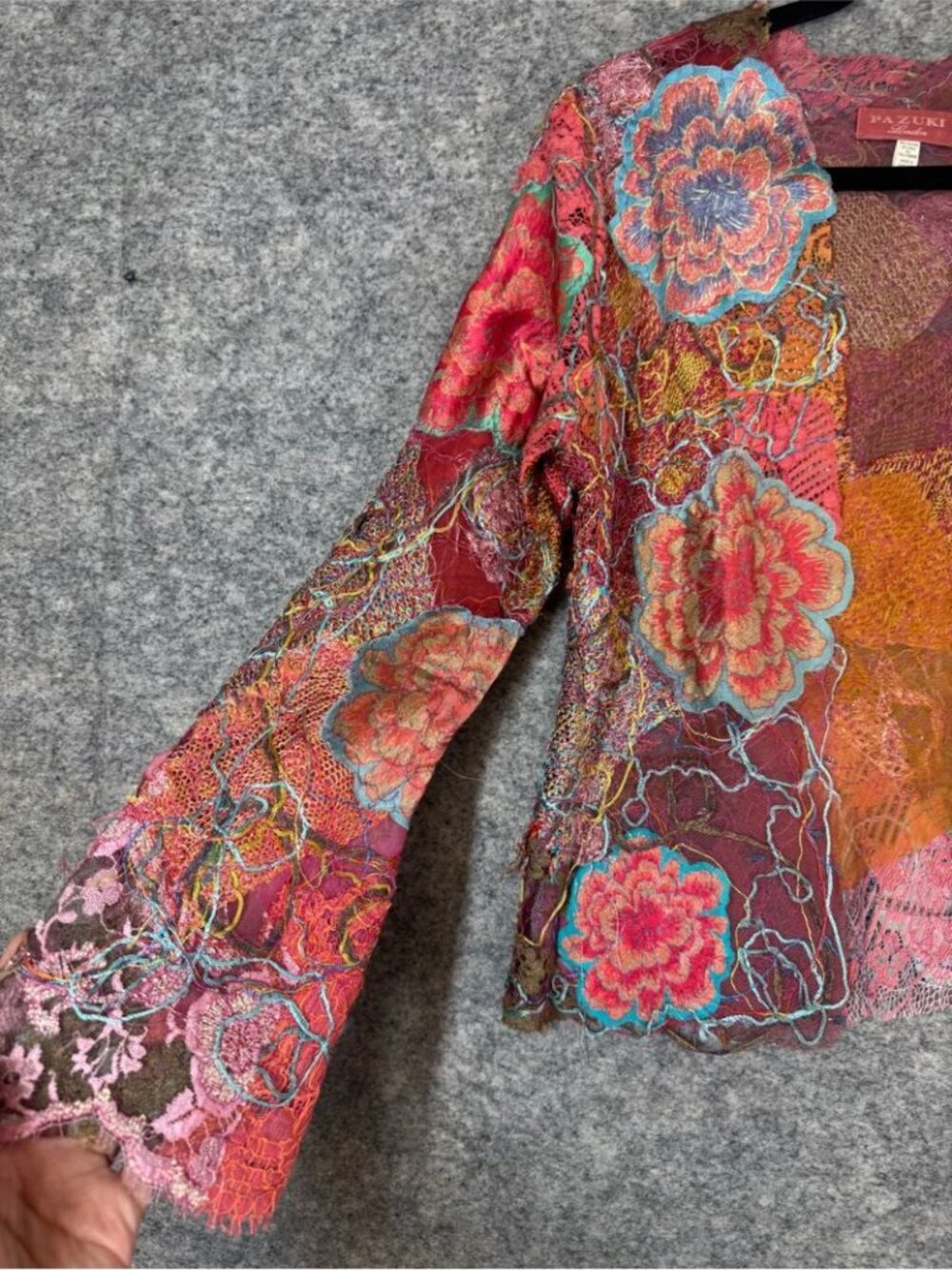 Pazuki London Silk Blend Floral Lace Patchwork Jacket Boho Chic P Small - Picture 4 of 16